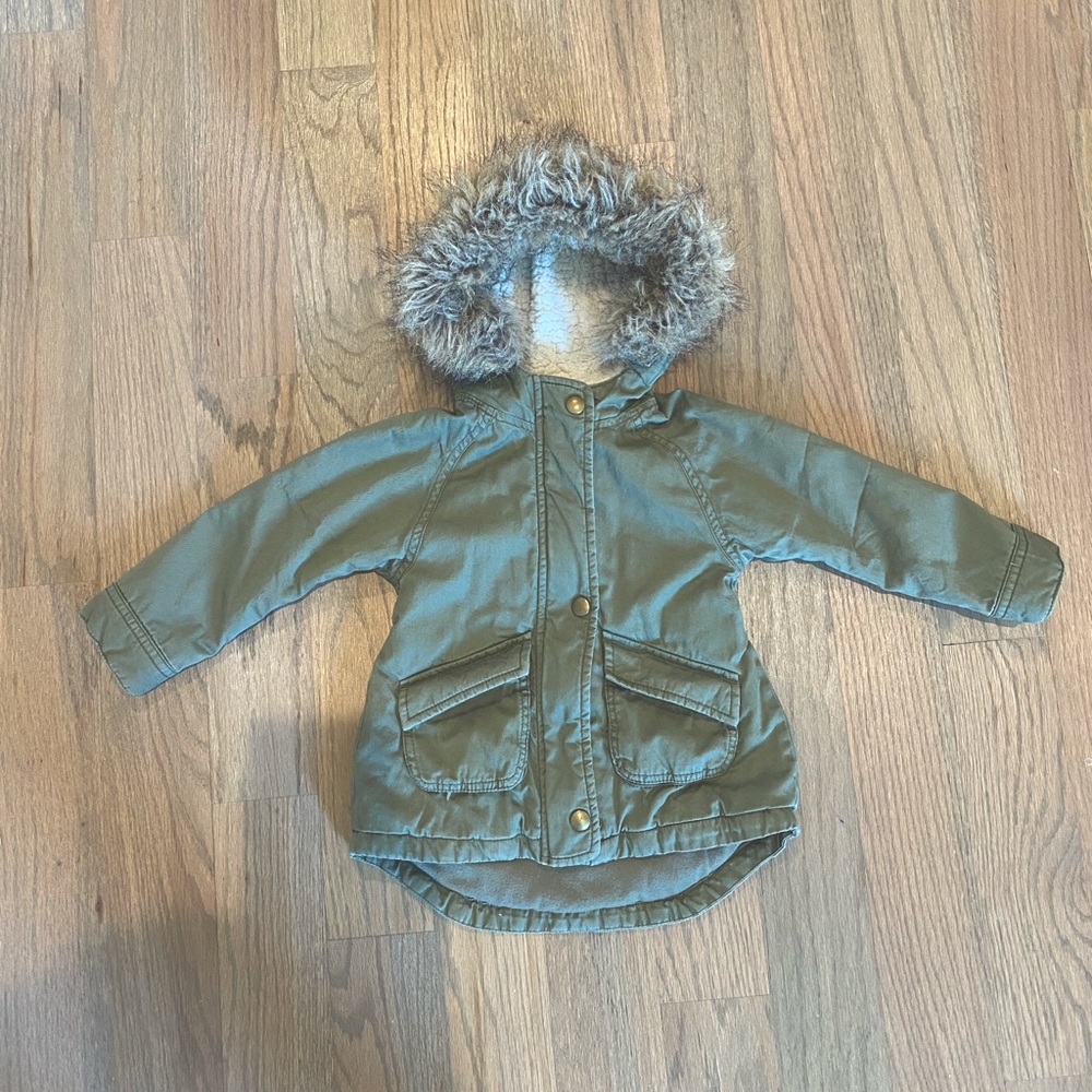 Old Navy Hooded Faux Fur Trimmed Coat- 2T